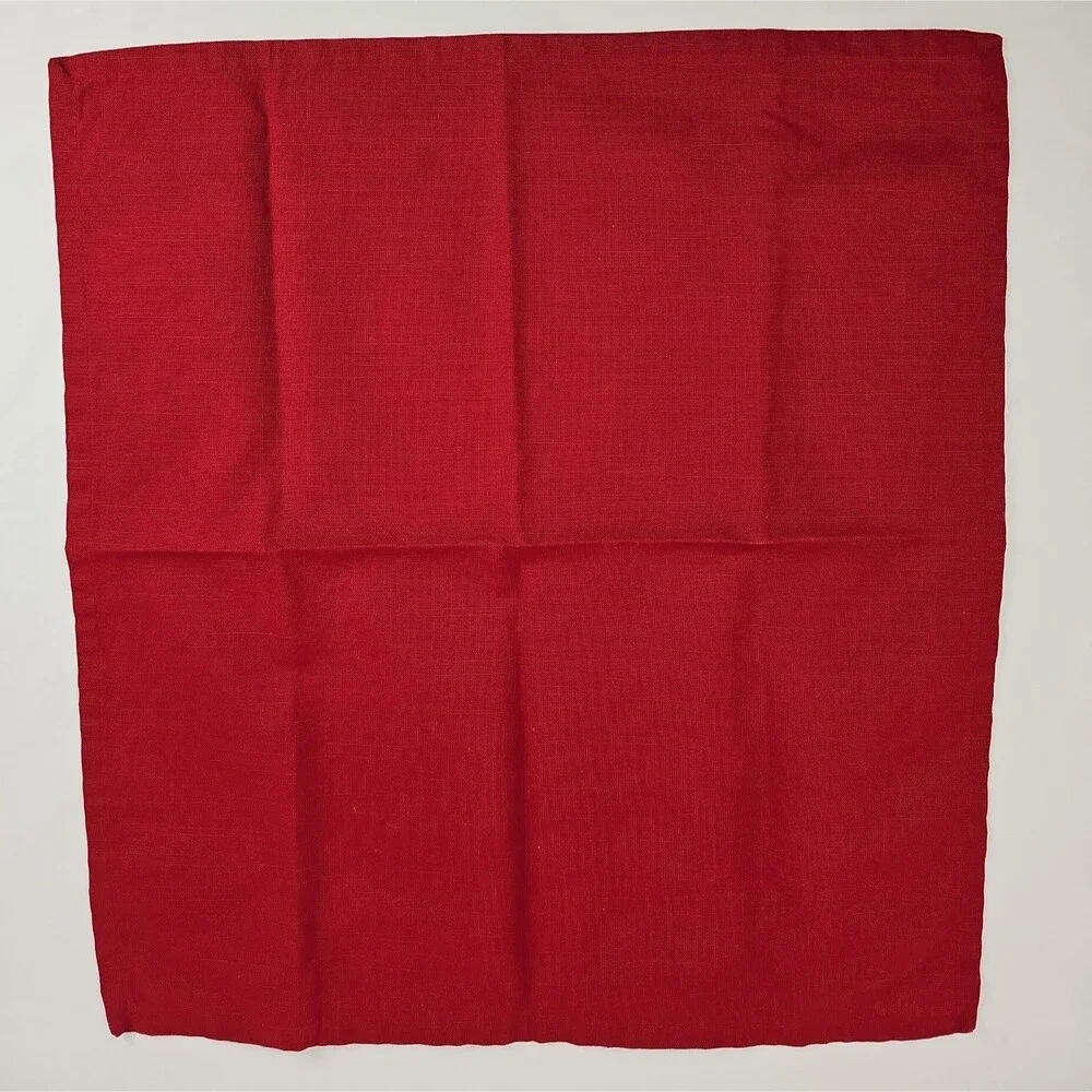 Set of 5 Red Cotton Cloth Dinner Napkins Solid Holiday Table Linens 17x17